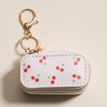 Wholesale vegan Leather Cherries Hearts Print Jewelry Box Key Ring Full Zip Clos