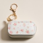 Wholesale vegan Leather Flowers Print Jewelry Box Key Ring Full Zip Closure Earr