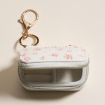 Wholesale vegan Leather Flowers Print Jewelry Box Key Ring Full Zip Closure Earr