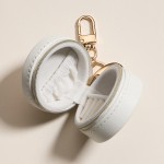 Wholesale vegan Leather Stripes Bows Print Jewelry Box Key Ring Full Zip Closure