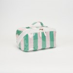 Wholesale stripe Makeup Bag Full Zip Closure Internal Pockets Zip Brush Pocket L