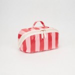 Wholesale stripe Makeup Bag Full Zip Closure Internal Pockets Zip Brush Pocket L
