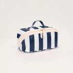 Wholesale stripe Makeup Bag Full Zip Closure Internal Pockets Zip Brush Pocket L