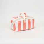 Wholesale stripe Makeup Bag Full Zip Closure Internal Pockets Zip Brush Pocket L