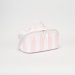 Wholesale stripe Makeup Bag Full Zip Closure Internal Pockets Zip Brush Pocket L