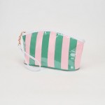 Wholesale striped Pouch Wristlet Strap Full Zip Closure Lined Body One Internal