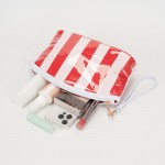 Wholesale striped Pouch Wristlet Strap Full Zip Closure Lined Body One Internal