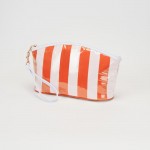 Wholesale striped Pouch Wristlet Strap Full Zip Closure Lined Body One Internal