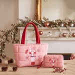Wholesale quilted puffer bag padded body embroidered nutcracker peppermint Sold