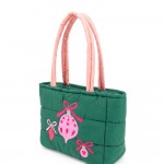 Wholesale quilted puffer bag padded body embroidered hanging ornaments front Sol