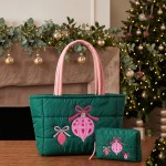 Wholesale quilted puffer bag padded body embroidered hanging ornaments front Sol