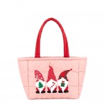 Wholesale quilted puffer bag padded body embroidered gnome trio across front Sol