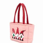 Wholesale quilted puffer bag padded body embroidered gnome trio across front Sol