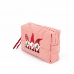 Wholesale quilted puffer bag padded body embroidered gnome trio across front Sol