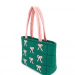 Wholesale quilted puffer bag padded body applique bows across front Sold padded