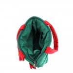 Wholesale quilted puffer bag styled like wrapped present contrast ribbon band ov