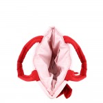 Wholesale quilted puffer bag styled like wrapped present contrast ribbon band ov