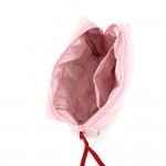 Wholesale quilted puffer bag styled like wrapped present contrast ribbon band ov