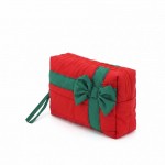 Wholesale quilted puffer bag styled like wrapped present contrast ribbon band ov