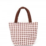 Wholesale quilted puffer bag checked gingham print padded body matching padded h