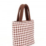 Wholesale quilted puffer bag checked gingham print padded body matching padded h