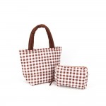Wholesale quilted puffer bag checked gingham print padded body matching padded h