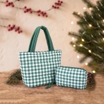 Wholesale quilted puffer bag checked gingham print padded body matching padded h