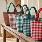 Wholesale quilted puffer bag checked gingham print padded body matching padded h