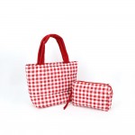 Wholesale quilted puffer bag checked gingham print padded body matching padded h