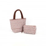 Wholesale quilted puffer bag checked gingham print padded body matching padded h