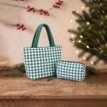 Wholesale quilted puffer bag checked gingham print padded body matching padded h