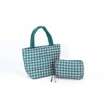 Wholesale quilted puffer bag checked gingham print padded body matching padded h