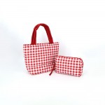 Wholesale quilted puffer bag checked gingham print padded body matching padded h
