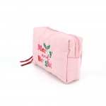 Wholesale quilted puffer bag padded body embroidered holiday greeting across fro
