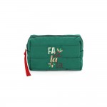 Wholesale quilted puffer bag padded body embroidered holiday script holly Sold p