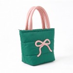 Wholesale quilted puffer bag padded body applique bow across front Sold padded t