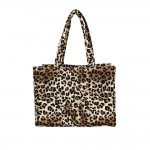 Wholesale leopard Print Puffer Quilted Tote Bag Internal Open Pocket Internal Zi