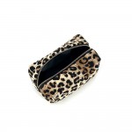 Wholesale leopard Print Cosmetic Pouch soft textured exterior smooth zip top clo