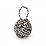 Wholesale leopard Print Round Top Handle Bag plush textured exterior sleek circu