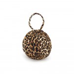 Wholesale leopard Print Round Top Handle Bag plush textured exterior sleek circu