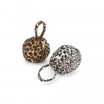 Wholesale leopard Print Round Top Handle Bag plush textured exterior sleek circu