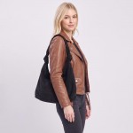Wholesale suede shoulder bag soft slouch body strap clean minimal front Roomy ma