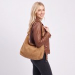 Wholesale suede shoulder bag soft slouch body strap clean minimal front Roomy ma