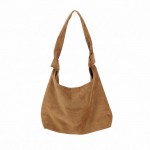 Wholesale suede shoulder bag soft slouch body strap clean minimal front Roomy ma