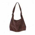 Wholesale suede shoulder bag soft slouch body strap clean minimal front Roomy ma