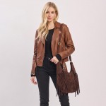 Wholesale fringe hobo bag soft vegan suede slouchy crescent body long shoulder s
