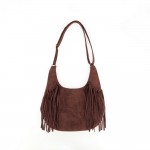 Wholesale fringe hobo bag soft vegan suede slouchy crescent body long shoulder s