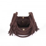 Wholesale fringe hobo bag soft vegan suede slouchy crescent body long shoulder s