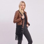Wholesale fringe crossbody bag soft vegan suede long adjustable strap studded tr