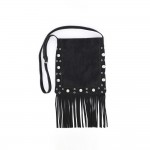 Wholesale fringe crossbody bag soft vegan suede long adjustable strap studded tr